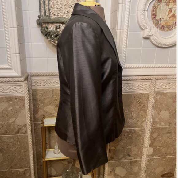 EY Signature. Size 14. Gray Shantung Blazer Shacket. Long Sleeve Lined. DD - Picture 4 of 6